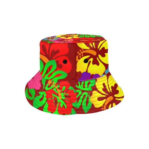 Hibiscus Hawaiian Flowers / Red All Over Print Bucket Hat
