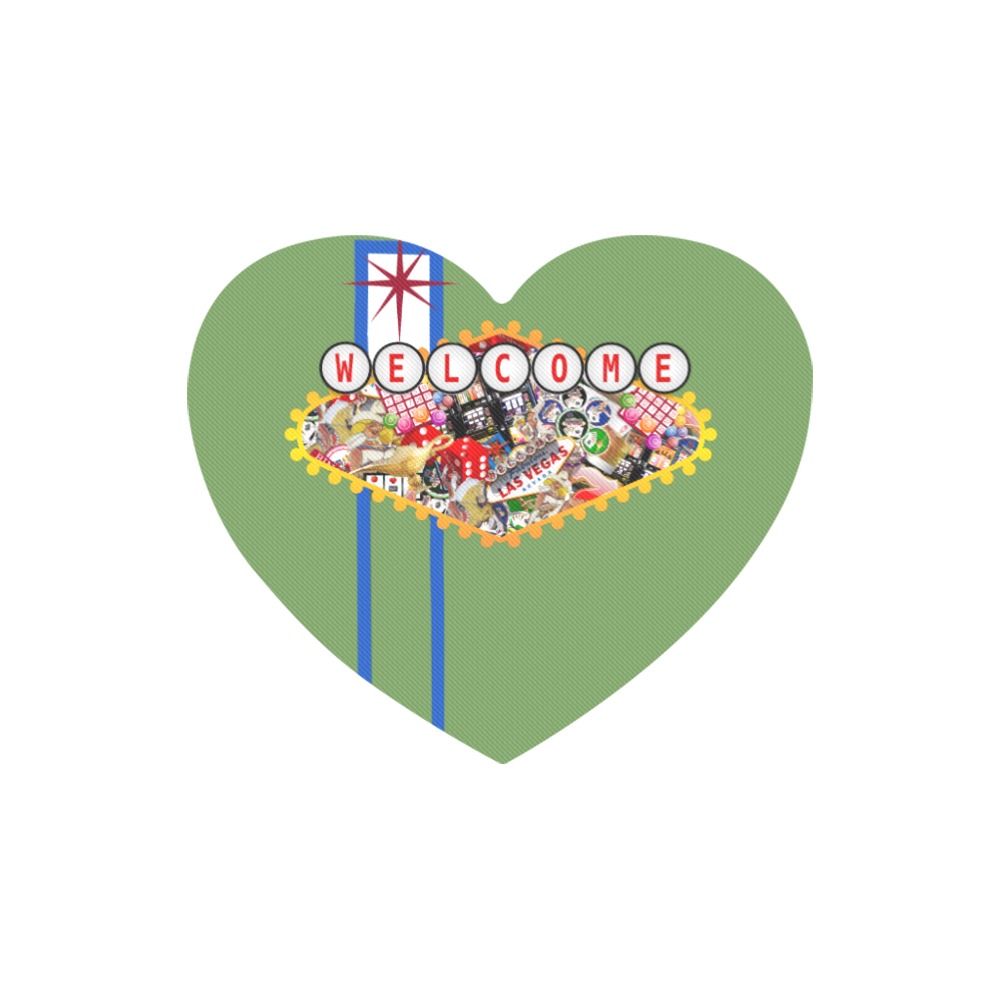 Las Vegas Icons Sign Gamblers Delight - Green Heart-shaped Mousepad