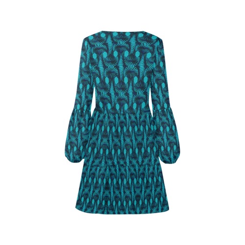 Knots turquoise V-Neck Loose Fit Dress (Model D62)
