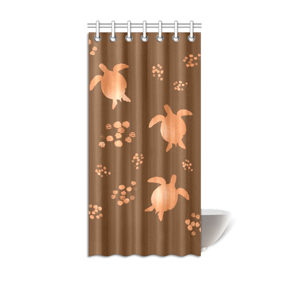 Sea Turtles on Brown Shower Curtain 36"x72"