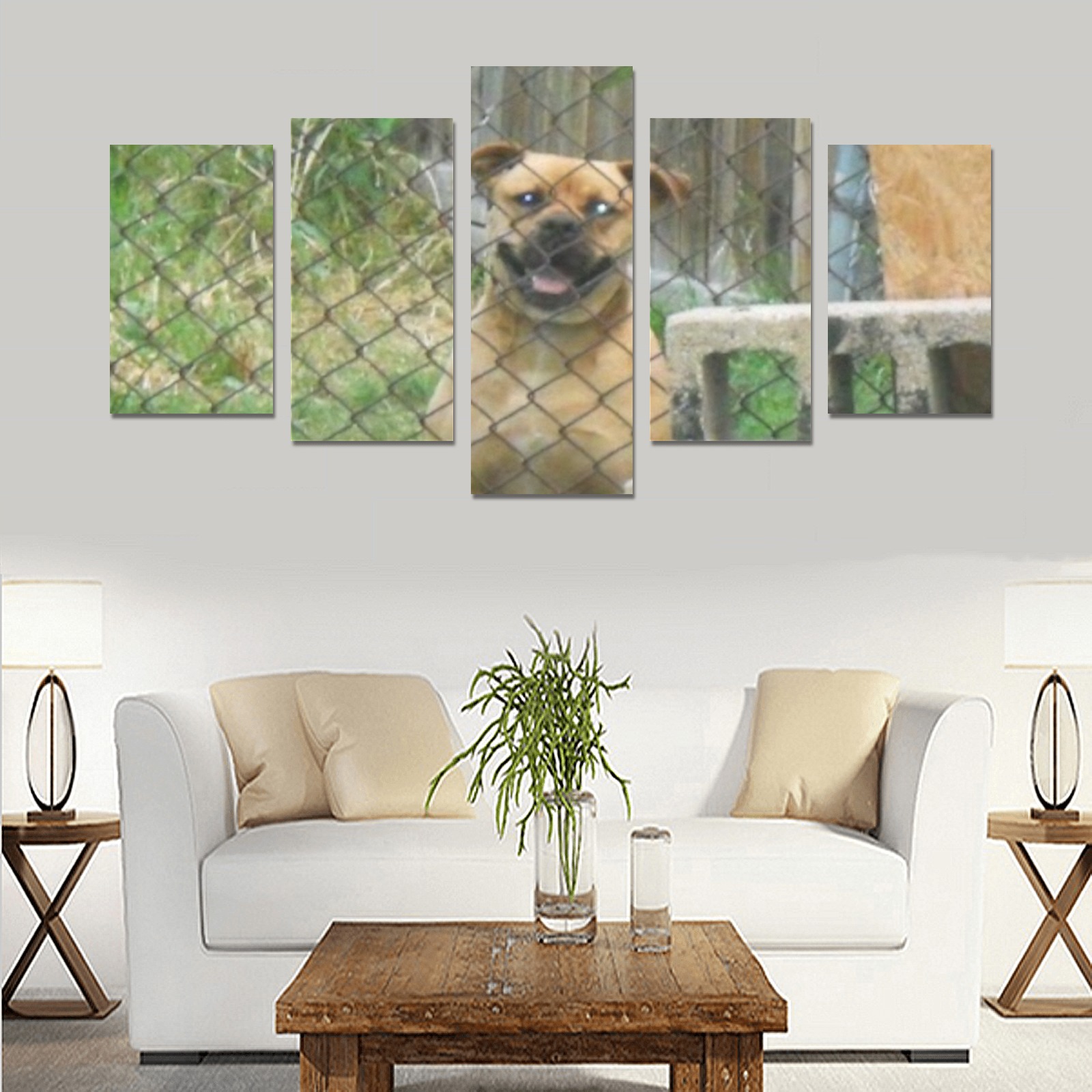A Smiling Dog Canvas Print Sets C (No Frame)