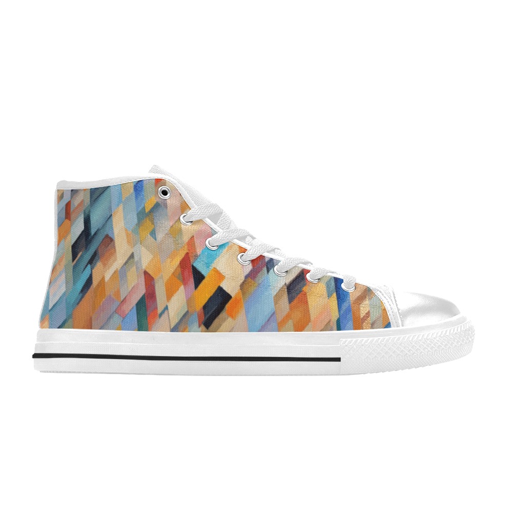 Cool geometric pattern. Abstract aft, warm colors Women's Classic High Top Canvas Shoes (Model 017)