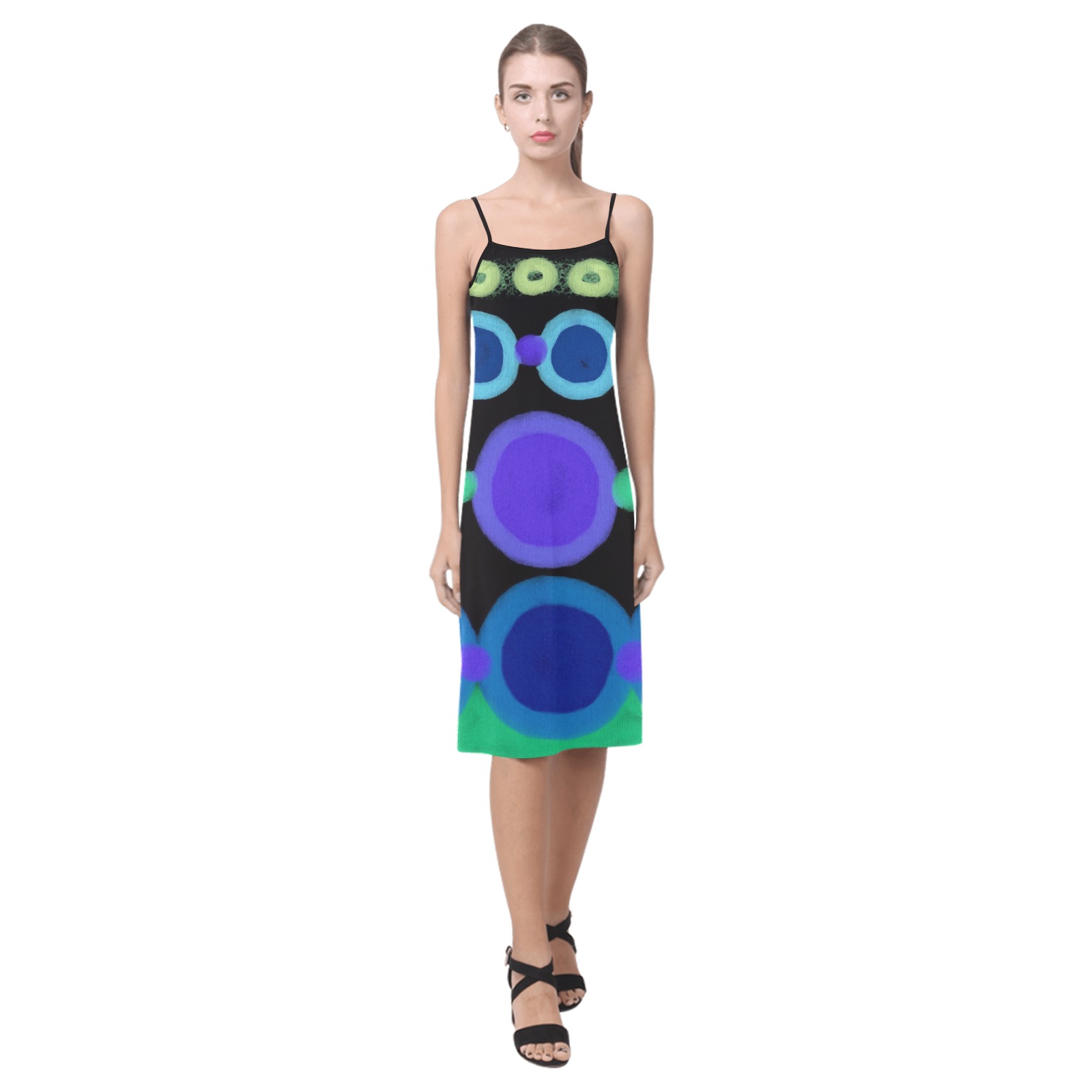 Circles Abstract Art to Wear Alcestis Slip Dress (Model D05)