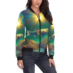 Celestial Swim All Over Print Bomber Jacket for Women (Model H36)