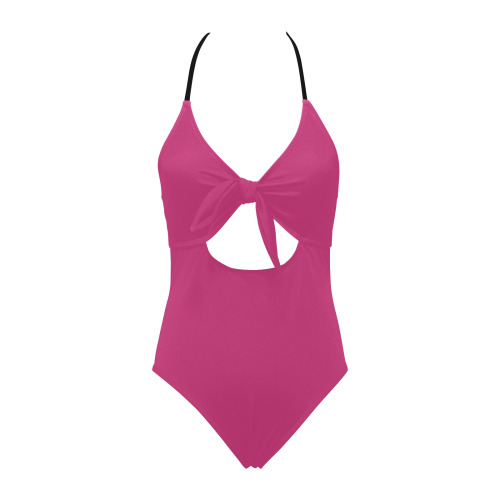 PINK Backless Hollow Out Bow Tie Swimsuit (Model S17)