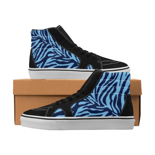 zebra 3 shades of blue Men's High Top Skateboarding Shoes (Model E001-1)