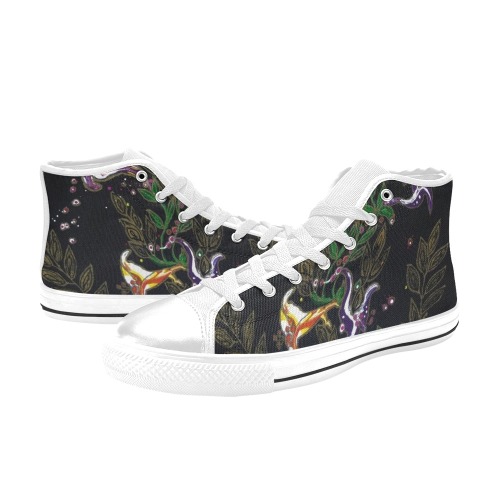 Flowers and Orbs High Top Canvas Shoes for Kid (Model 017)