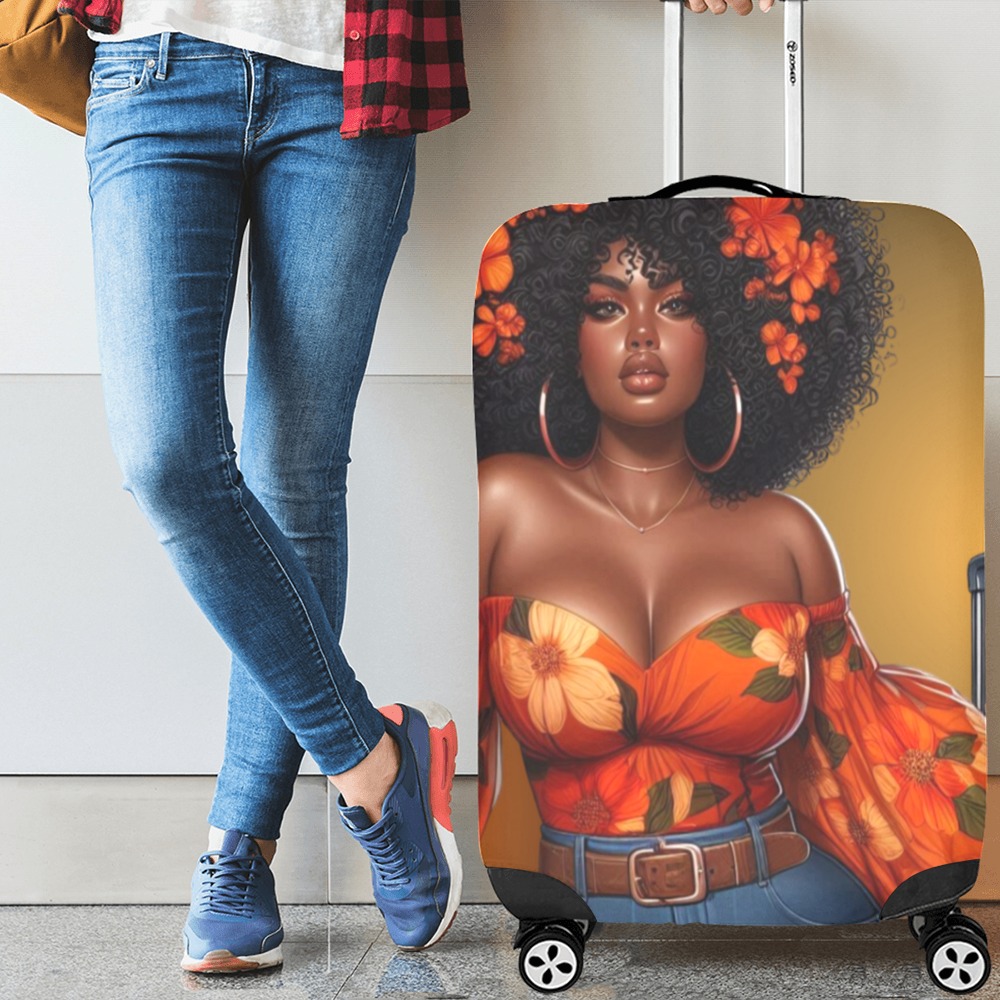 Woman Traveling Luggage Cover - Large Luggage Cover/Large 26"-28"