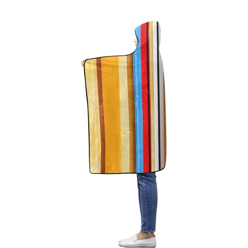 Colorful abstract pattern stripe art Flannel Hooded Blanket 50''x60''