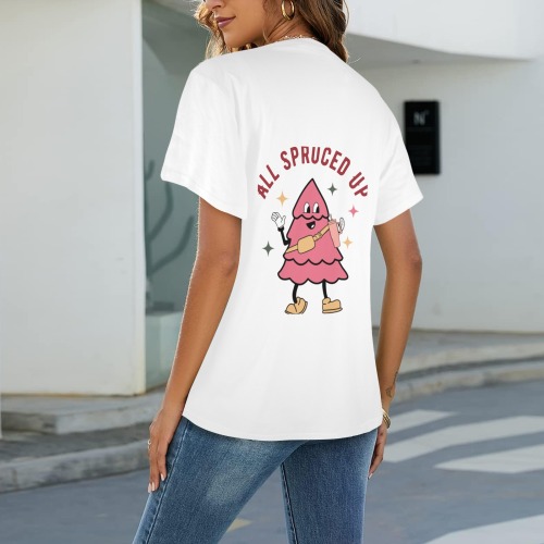 All Spruced Up, Funny Christmas Women's T-Shirt in USA Size (Two Sides Printing) (Model T78)