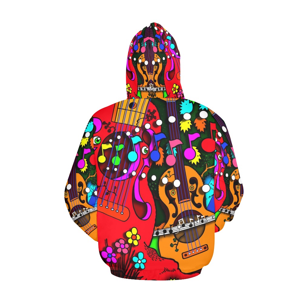 ITEM 11 _ GUITAR TREE FOREST - HOODIE All Over Print Hoodie for Women (USA Size) (Model H13)