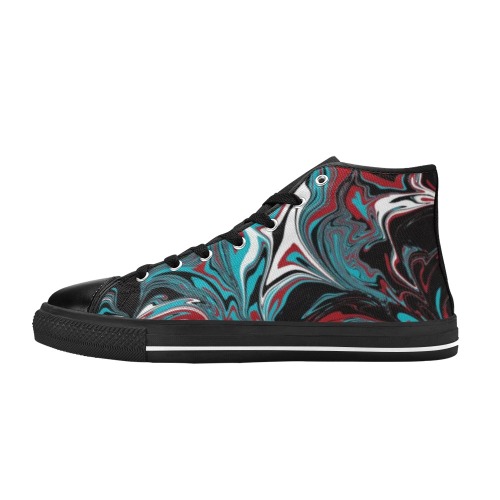 Dark Wave of Colors High Top Canvas Shoes for Kid (Model 017)