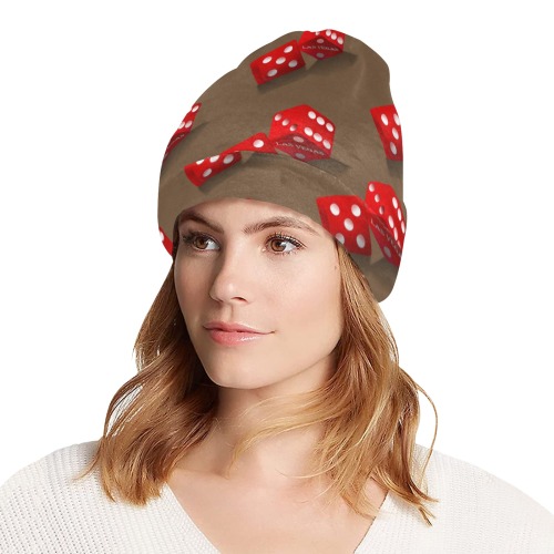 Las Vegas Craps Dice - Brown All Over Print Beanie for Adults
