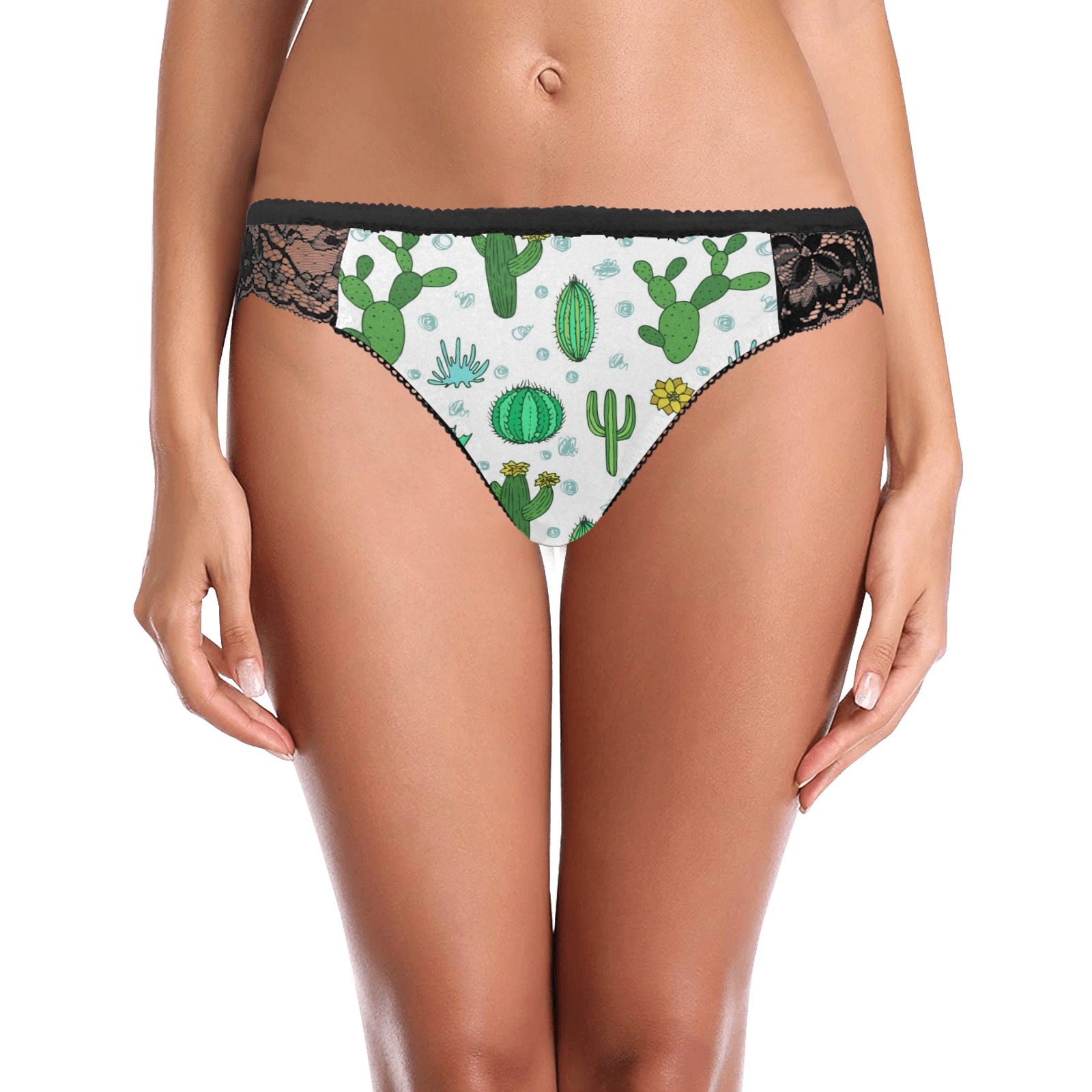 cactus print Women's Lace Panty (Model L41)