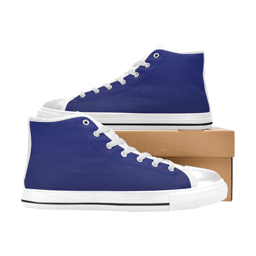 blu e wht Men’s Classic High Top Canvas Shoes (Model 017)