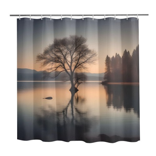 Misty Morning Tree Shower Curtain Shower Curtain 72" x 72"