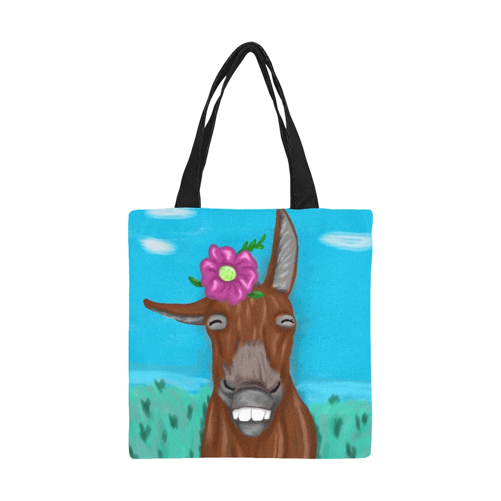 Smiling donkey girl All Over Print Canvas Tote Bag/Small (Model 1697)