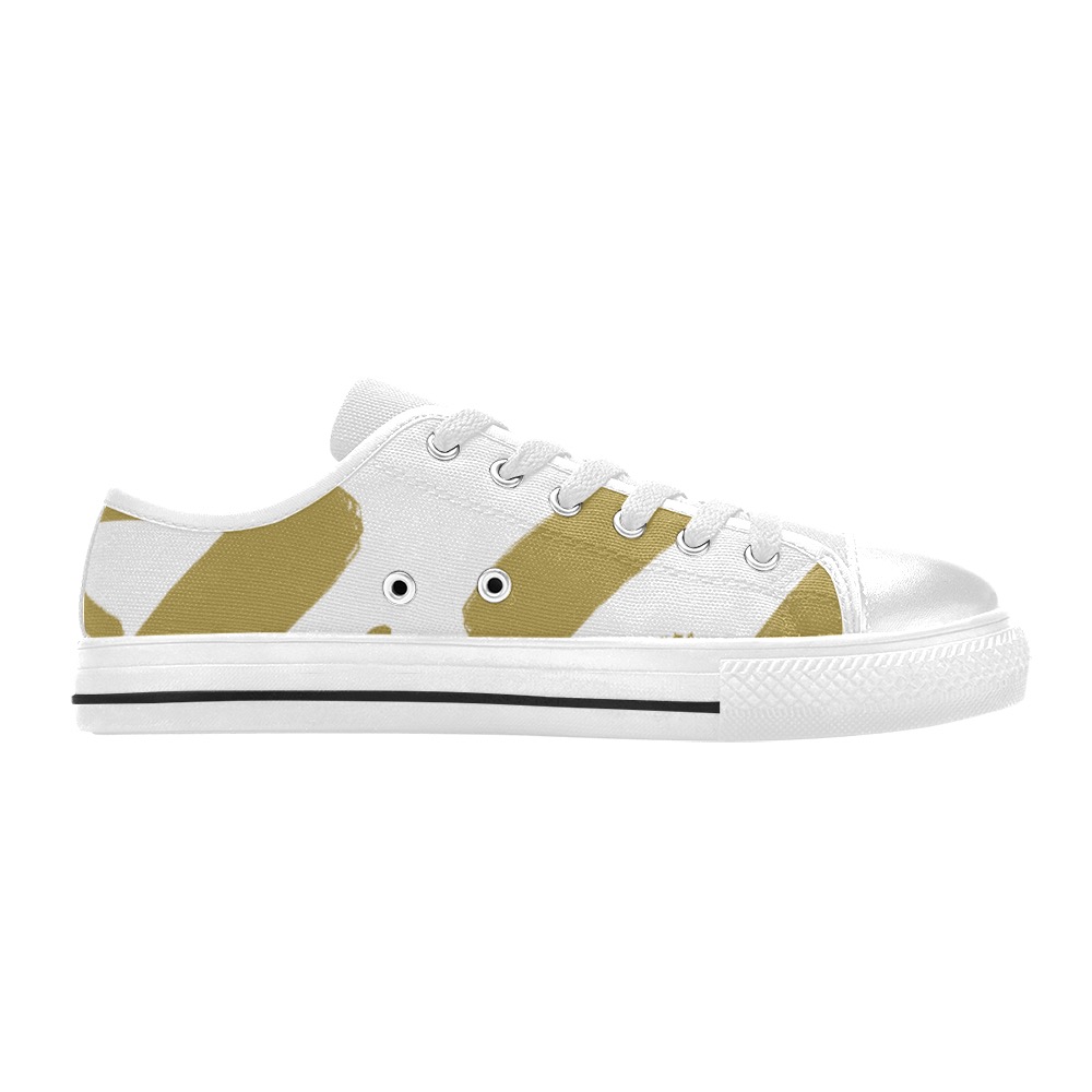 Tribal Gold and White Women's Classic Canvas Shoes (Model 018)
