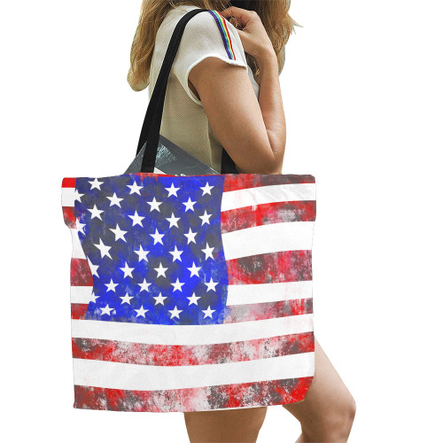 Extreme Grunge American Flag of the USA All Over Print Canvas Tote Bag/Large (Model 1699)