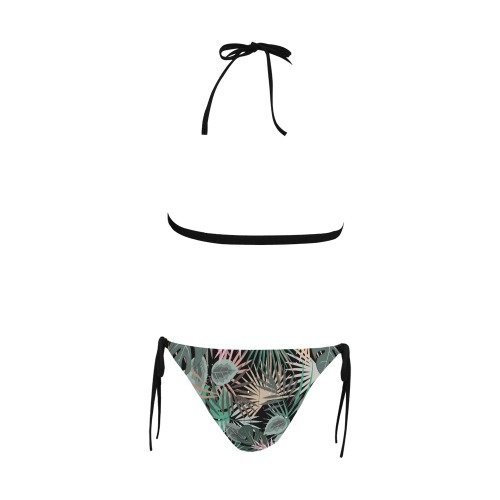 The Tropical Forest Buckle Front Halter Bikini Swimsuit (Model S08)