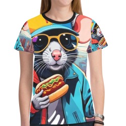 HOT DOG EATING NYC RAT 2 New All Over Print T-shirt for Women (Model T45)