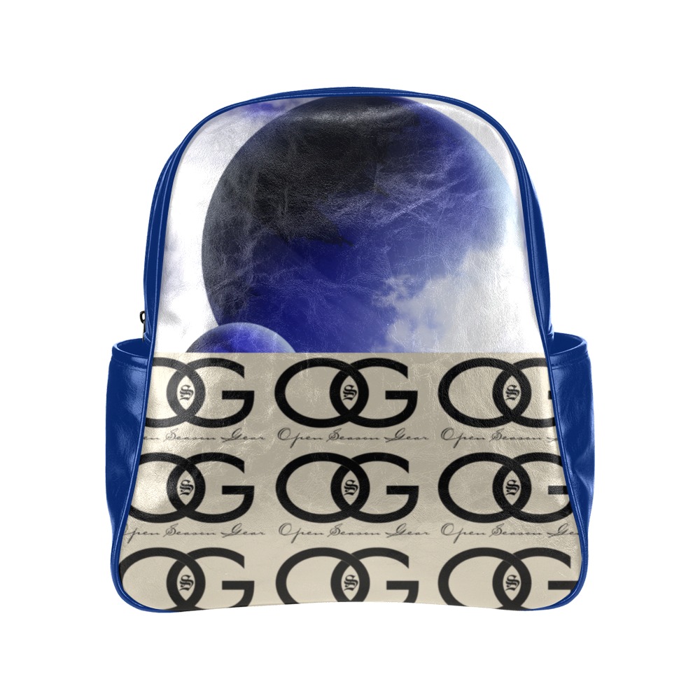 blue planet Leather Back Pack Multi-Pockets Backpack (Model 1636)