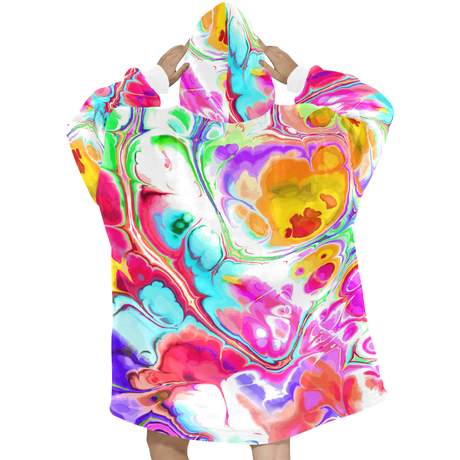 Funky Marble Acrylic Cellular Flowing Liquid Art Blanket Hoodie for Women