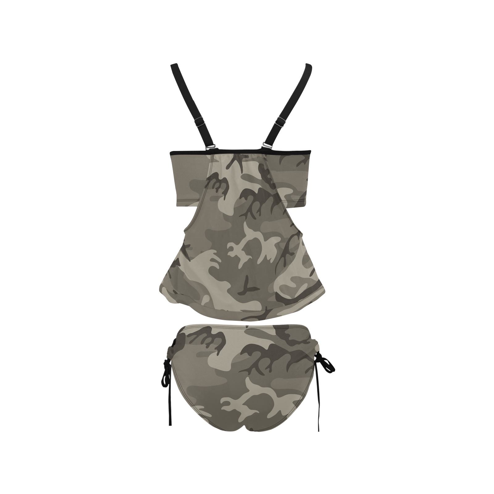 Camo Grey Cover Belly Tankini Swimsuit (Model S25)