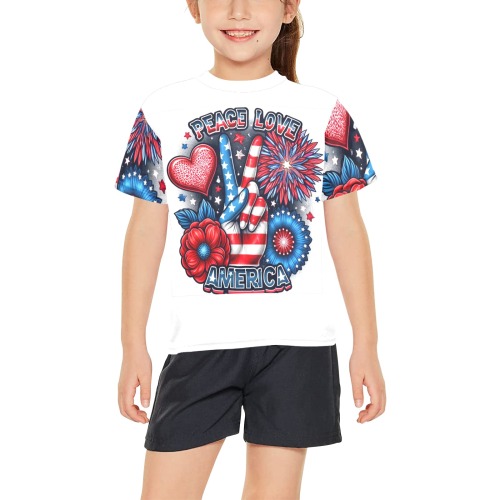 Love shirt Big Girls' All Over Print Crew Neck T-Shirt (Model T40-2)