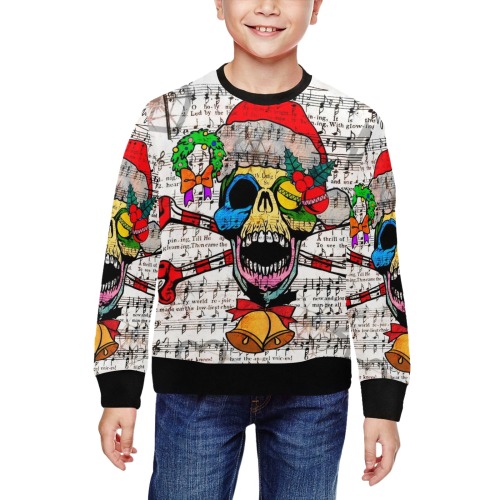 Christmas Skull by Nico Bielow All Over Print Crewneck Sweatshirt for Kids (Model H29)