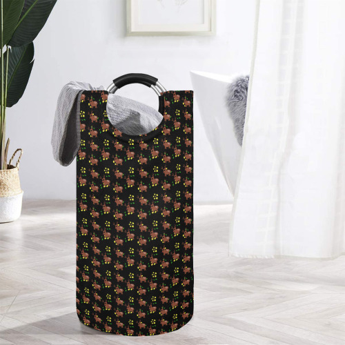 cute deer pattern black Round Laundry Bag