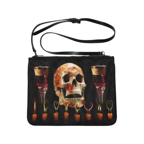 Gothic Skull Wine Candles Ritual Slim Clutch Bag (Model 1668)