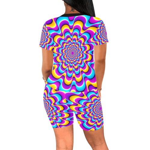 Colorful spirals. Optical expansion illusion Women's Short Yoga Set