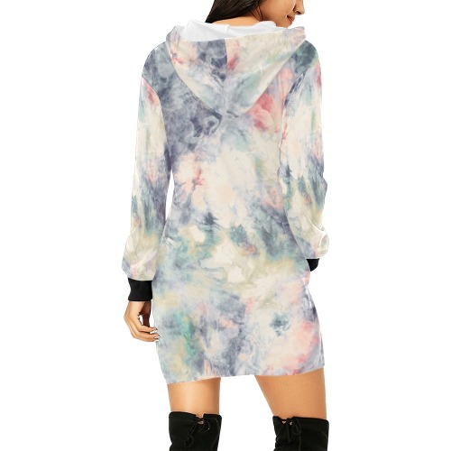 Paint digital texture marble GP All Over Print Hoodie Mini Dress (Model H27)