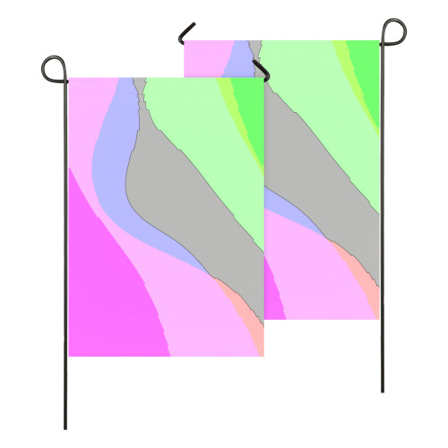 Abstract 703 - Retro Groovy Pink And Green Garden Flag 28''x40'' (Two Sides Printing)