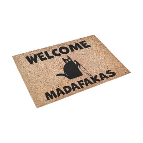 Dark Cat Welcome Madafakas Funny Azalea Doormat 30" x 18" (Sponge Material)