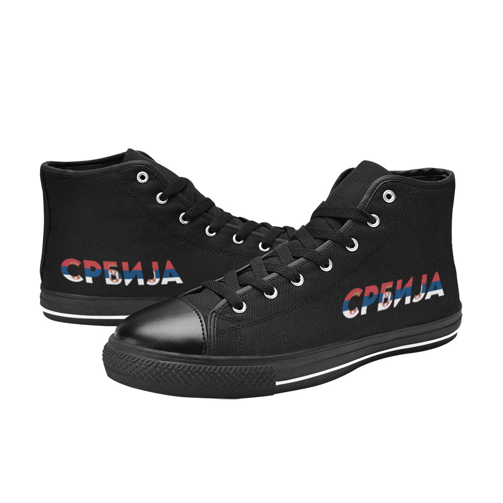 Serbia Women's Classic High Top Canvas Shoes (Model 017)