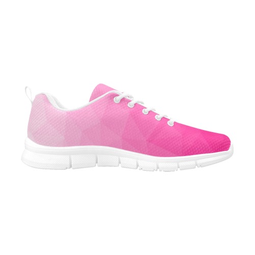 Hot pink gradient geometric mesh pattern Women's Breathable Running Shoes (Model 055)