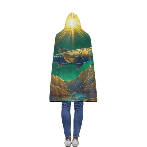 Celestial Swim Flannel Hooded Blanket 40''x50''