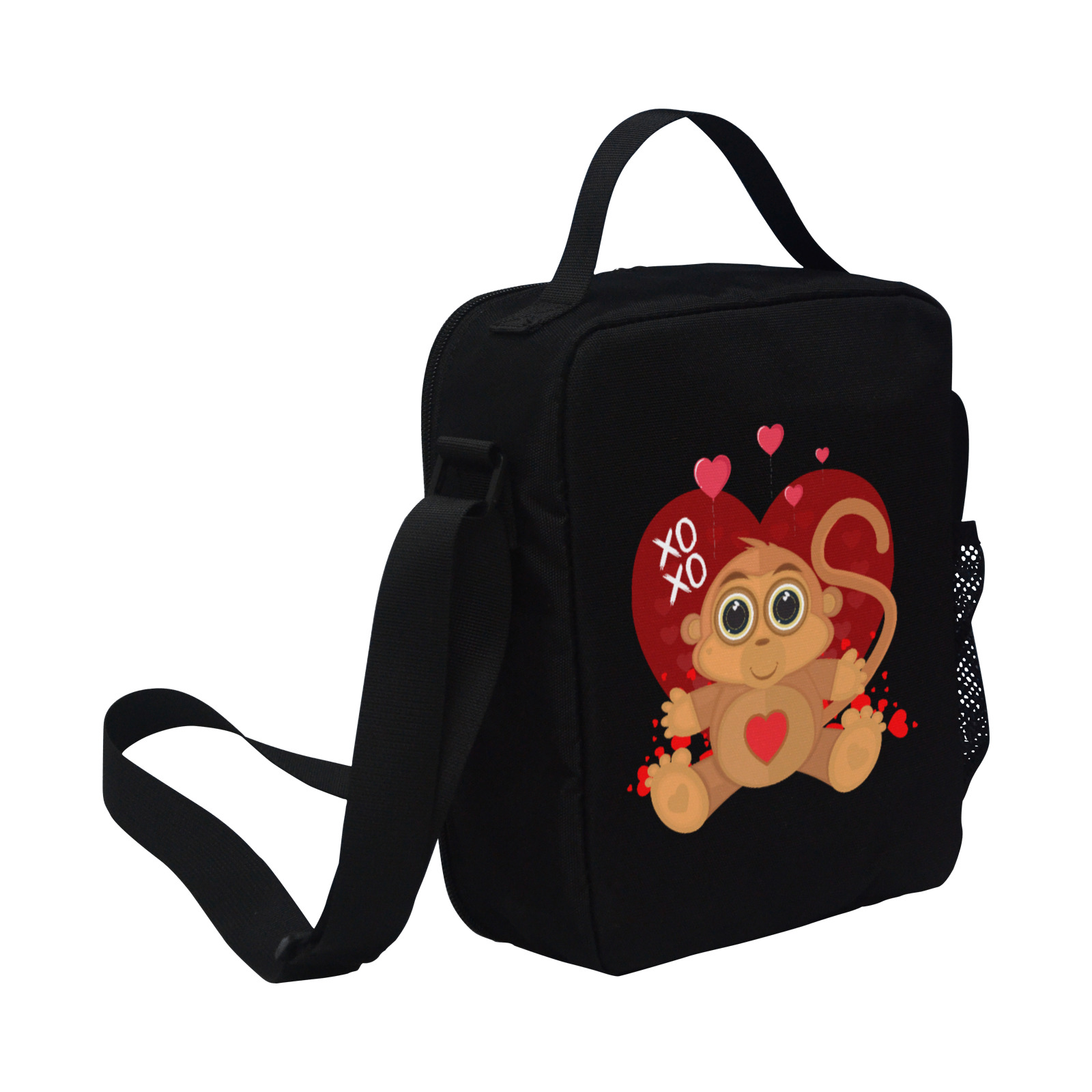 Valentine's Day Monkey All Over Print Crossbody Lunch Bag for Kids (Model 1722)