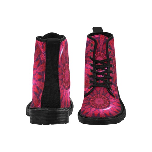 Rubies and Sapphires Kaleidoscope Mandala Abstract Martin Boots for Women (Black) (Model 1203H)