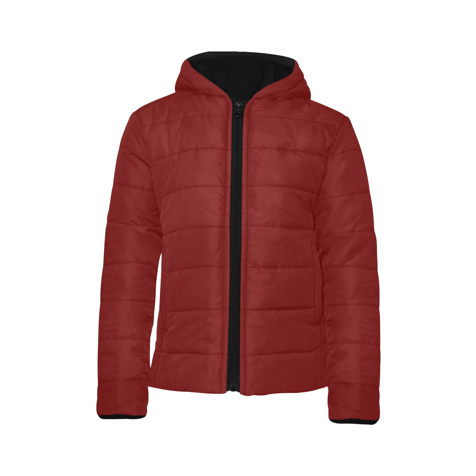 color blood red Kids' Padded Hooded Jacket (Model H45)