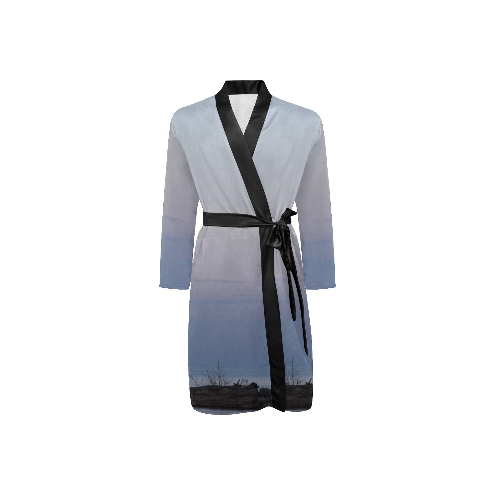 Baby Whispers Men's Long Sleeve Belted Night Robe (Model H56)