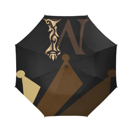 MONARCH Black, Brown and Gold Semi-Automatic Foldable Umbrella (Model U05)