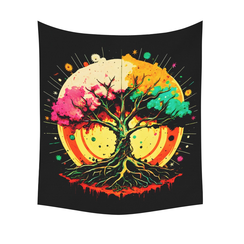 Tree of Life, branches reaching skyward Polyester Peach Skin Wall Tapestry 51"x 60"