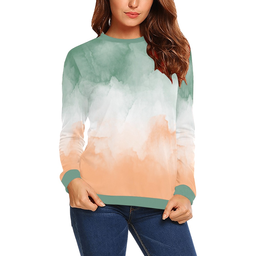 Brushstrokes SS4D All Over Print Crewneck Sweatshirt for Women (Model H18)