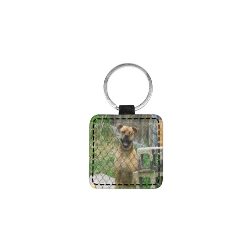 A Smiling Dog Square Pet ID Tag