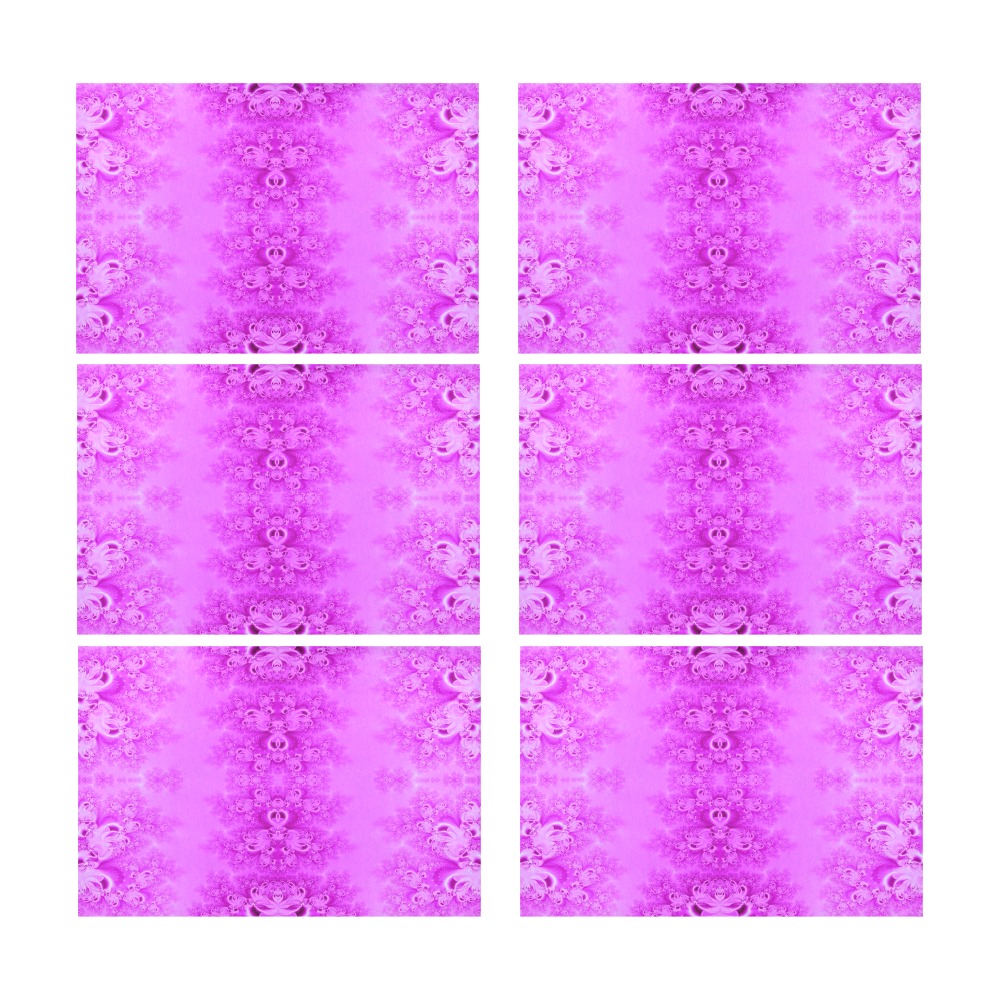 Soft Violet Flowers Frost Fractal Placemat 12’’ x 18’’ (Set of 6)