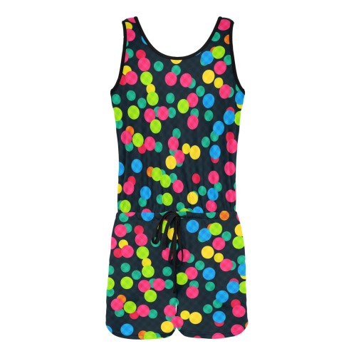 Cute Colored Dots Confetti Jumpsuit All Over Print Vest Short Jumpsuit