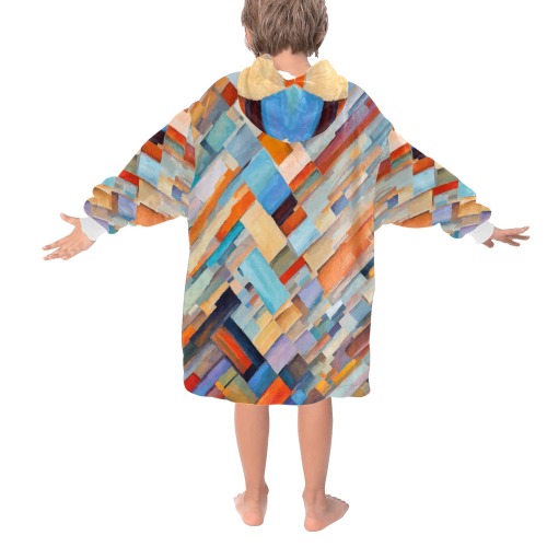 Rectangular patches of many colors abstract art Blanket Hoodie for Kids